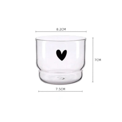300ml Heart Glass Mug – Double Wall Heat-Resistant Coffee & Tea Cup