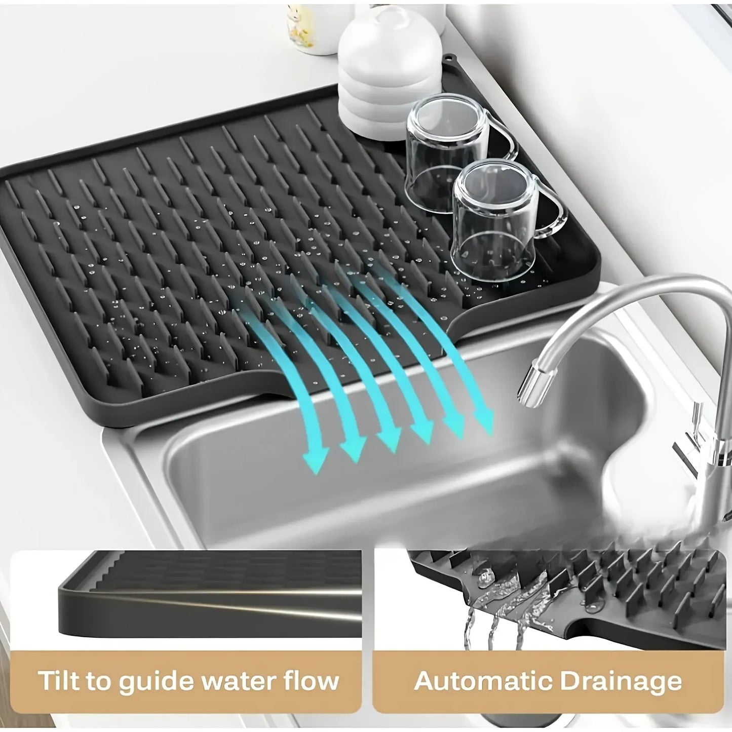 Silicone Kitchen Drain Mat – Non-Slip Sink & Countertop Drying Mat