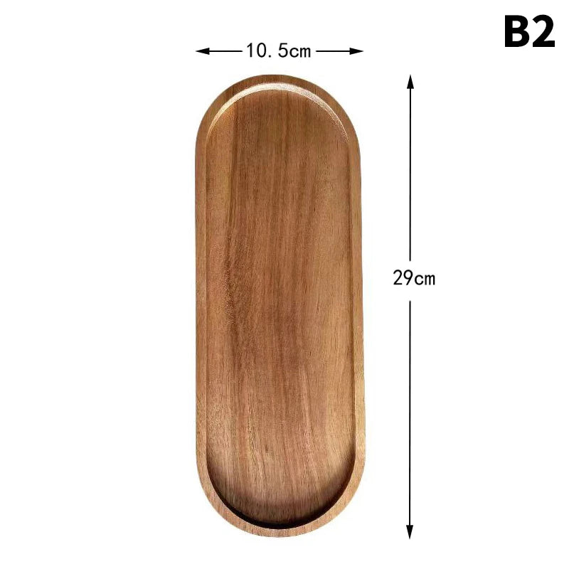 Japanese Style Wooden Serving Tray – Solid Wood Snack, Dessert & Tea Plate