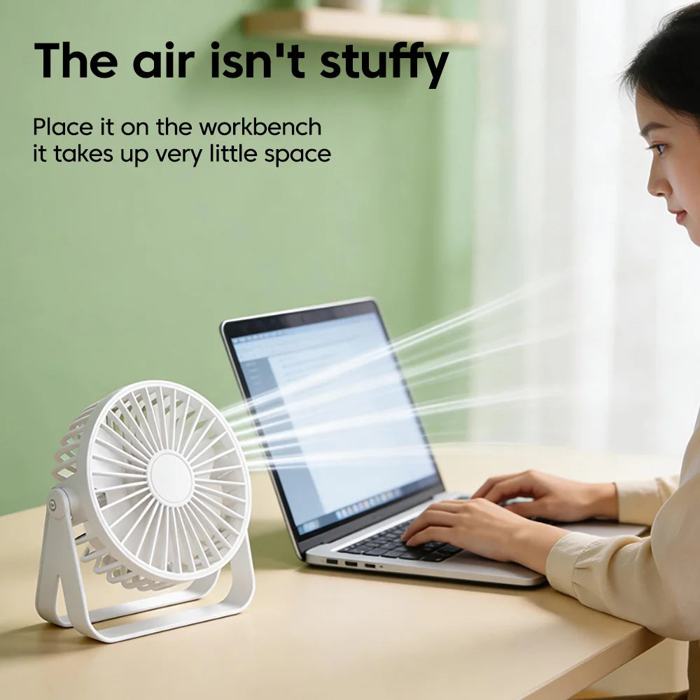 Portable Mini USB Rechargeable Desk Fan – Quiet Personal Cooling Fan for Home & Office