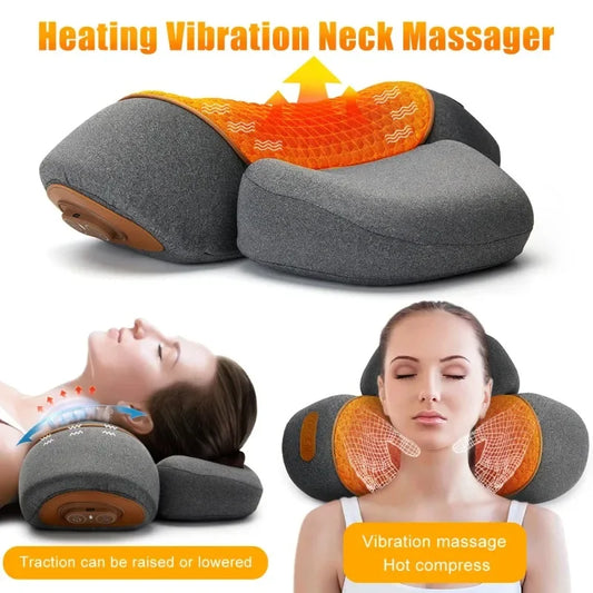 Heated Neck Massager Pillow – Memory Foam Cervical Support & Vibration Massage