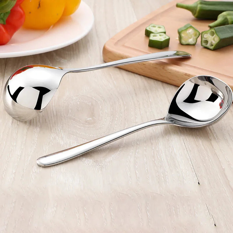 Korean Stainless Steel Soup Spoon – Long Handle Deep Bowl Spoon for Hot Pot & Noodles