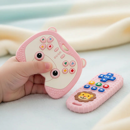 2-Piece Silicone Baby Teether Set – Bear Game Controller & Lion Remote