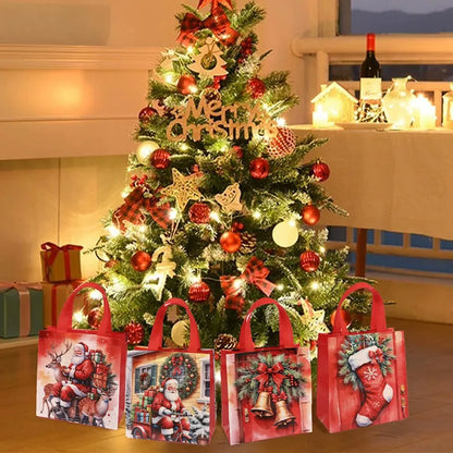 4/8 Pack Christmas Gift Bags – Reusable Non-Woven Santa & Reindeer Tote Bags with Handles