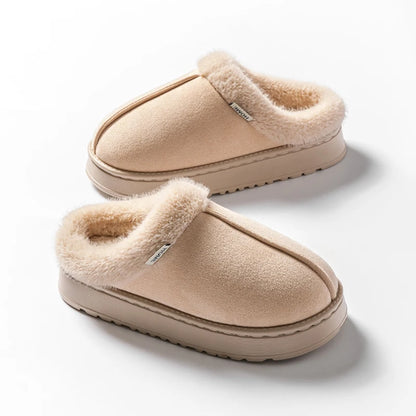 Fluffy Winter Slippers – Warm Faux Suede Indoor Slides with Thick EVA Sole