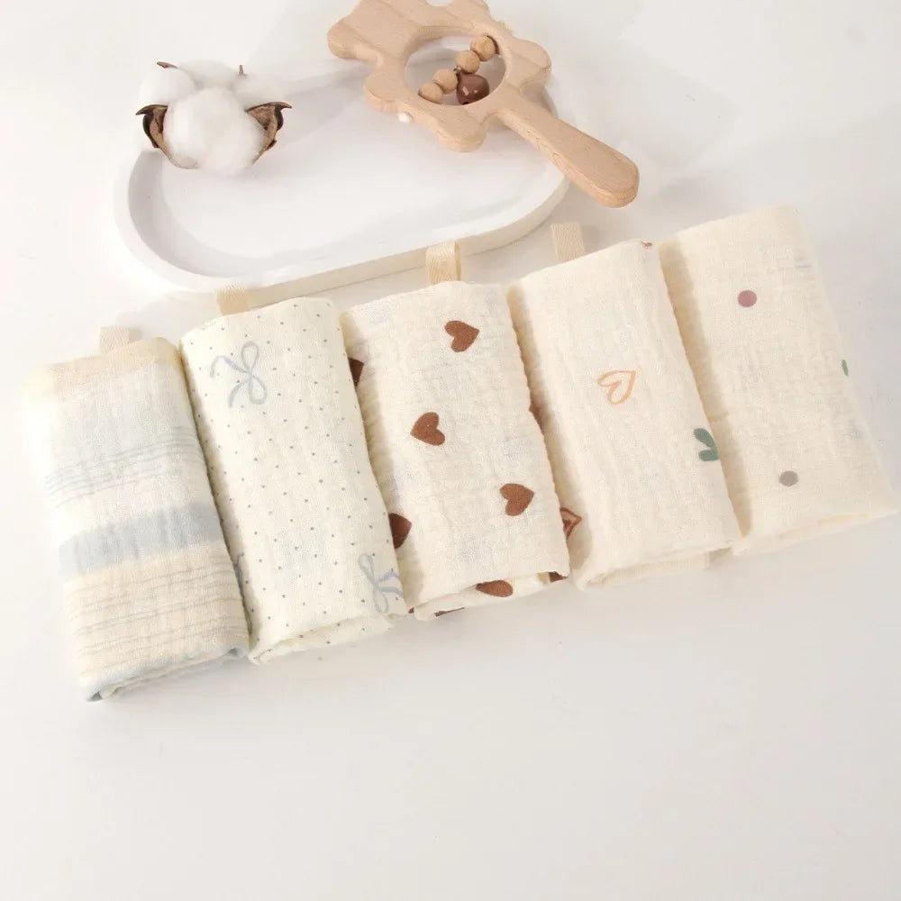 6-Layer Cotton Baby Washcloths – Soft Muslin Burp Cloths & Face Towels (3 or 5 Pack)