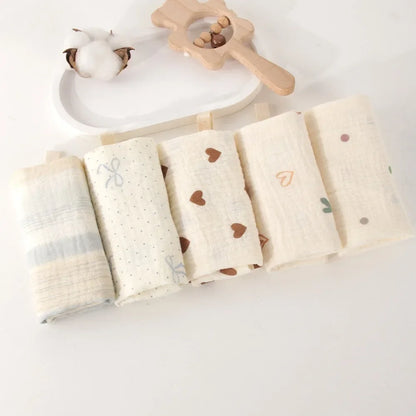 6-Layer Cotton Baby Washcloths – Soft Muslin Burp Cloths & Face Towels (3 or 5 Pack)