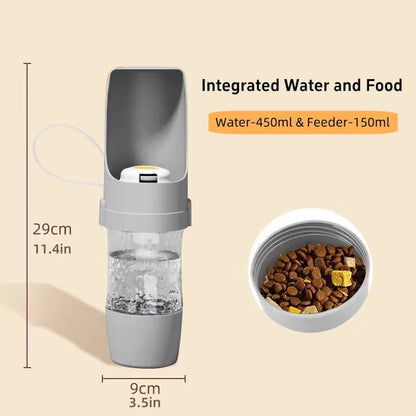 Portable Pet Water Bottle & Food Container – Travel Dog & Cat Feeding Bottle