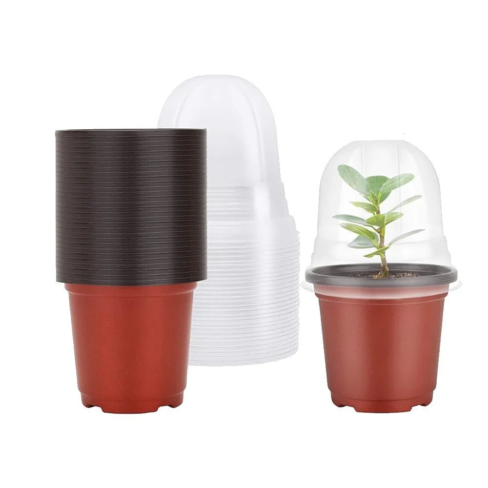 18-Piece Mini Seedling Pot Set with Humidity Domes – 9 Pots & 9 Clear Covers