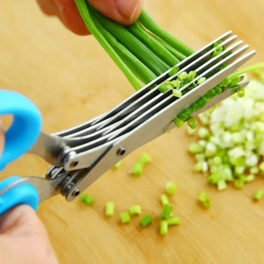 Multi-Layer Stainless Steel Herb Scissors – 3 or 5 Blade Kitchen Herb & Vegetable Cutter