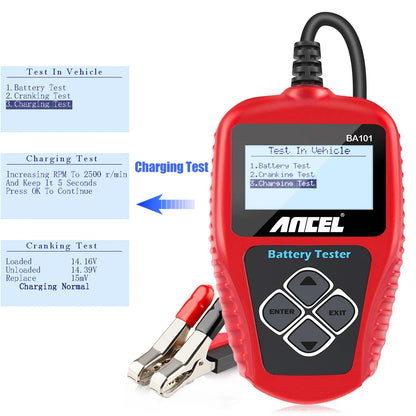 BA101 Car Battery Tester – 12V Load Analyzer (100–2000 CCA)