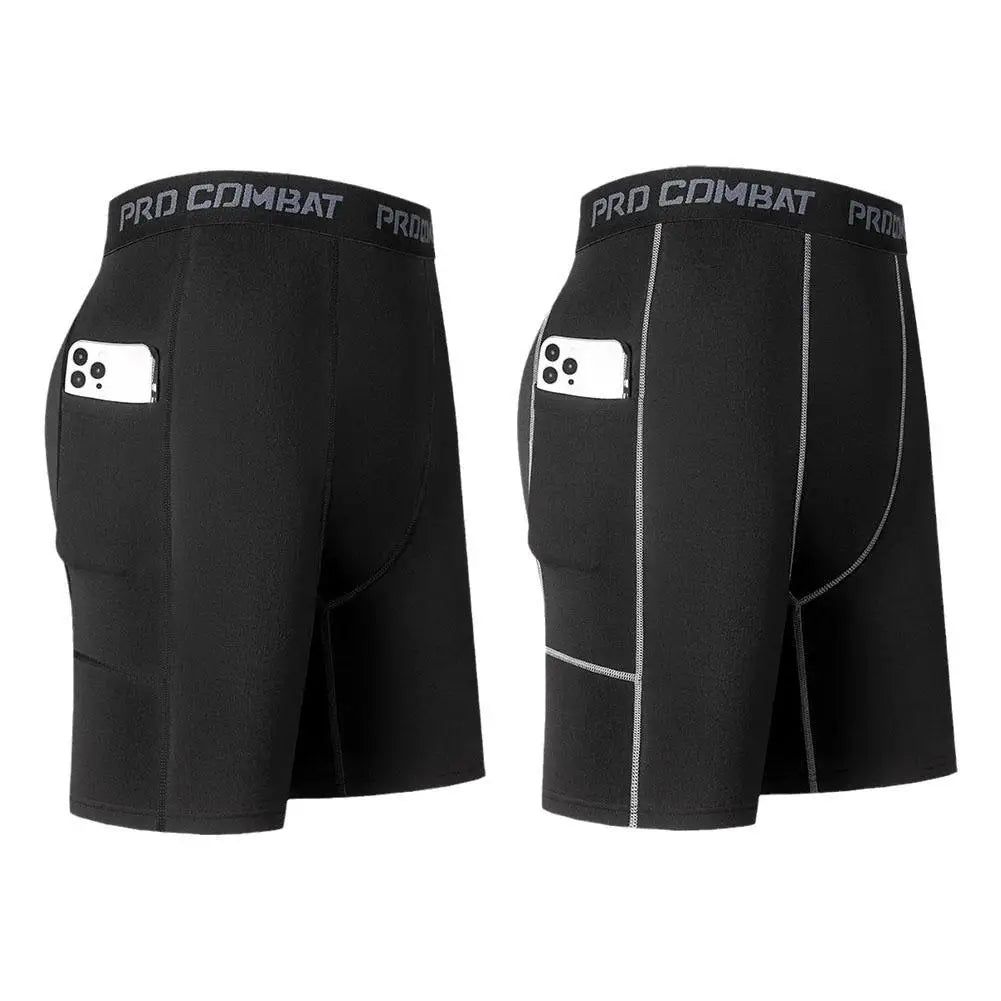Men's Compression Shorts with Pockets – Quick-Dry Base Layer for Running, Gym & Sports