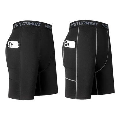 Men's Compression Shorts with Pockets – Quick-Dry Base Layer for Running, Gym & Sports
