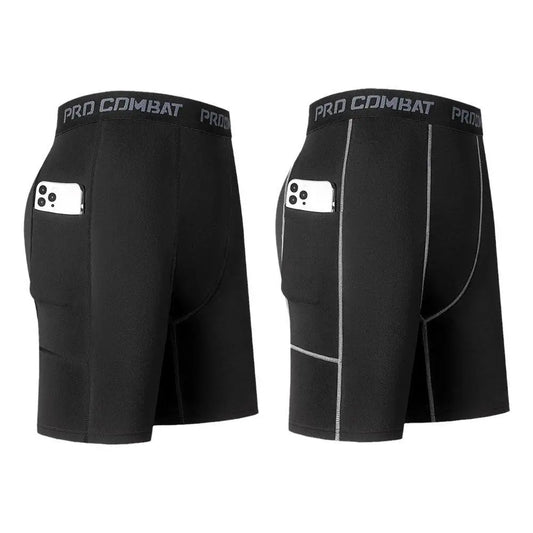 Men's Compression Shorts with Pockets – Quick-Dry Base Layer for Running, Gym & Sports