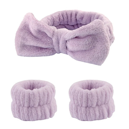 3-Piece Spa Headband & Wristband Set – Soft Absorbent Face Washing & Skincare Accessories