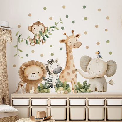 Cartoon Jungle Animal Wall Stickers – Removable Nursery & Kids Room Wall Decals