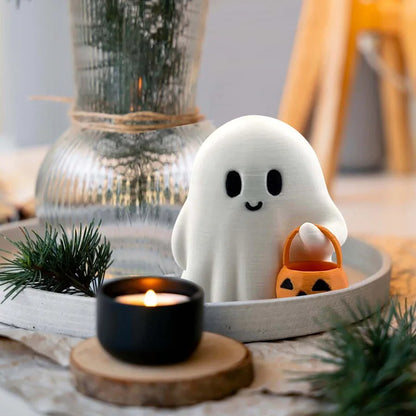 2-Piece Mini Halloween Ghost Figurine Set – Cute Pumpkin Desktop Decorations