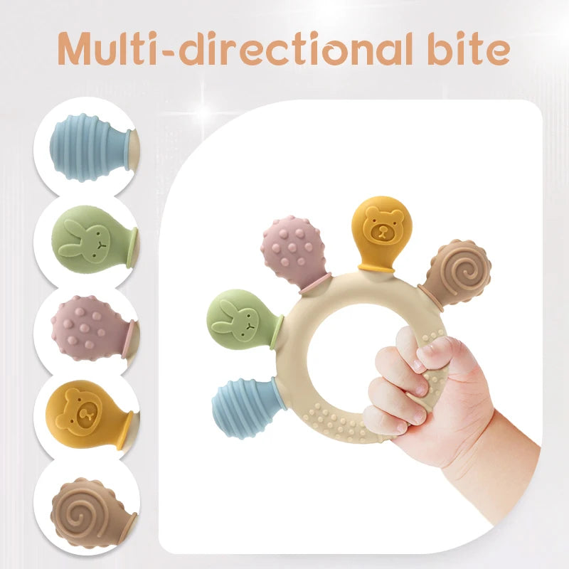 Silicone Baby Teething Ring – Sensory Chew Toy for Infants (0–12 Months)