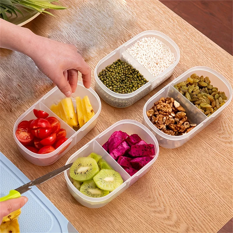 Dual Compartment Food Storage Container – Reusable Sealed Snack, Herb & Spice Box