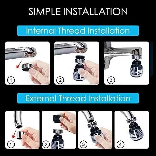 Rotating Tap Extender – High Pressure Kitchen & Bathroom Faucet Attachment