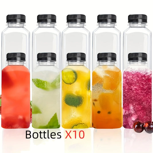 10-Pack Clear Plastic Juice Bottles with Caps – 60ml, 120ml & 150ml