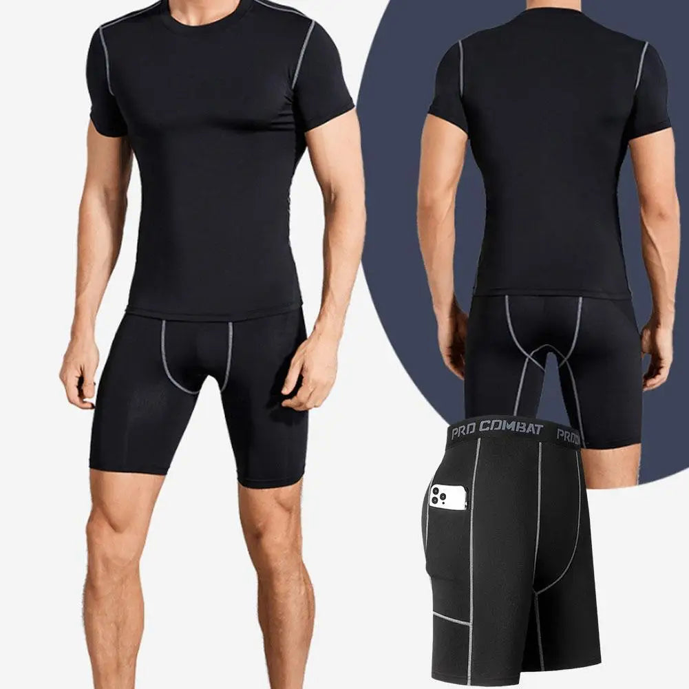 Men's Compression Shorts with Pockets – Quick-Dry Base Layer for Running, Gym & Sports