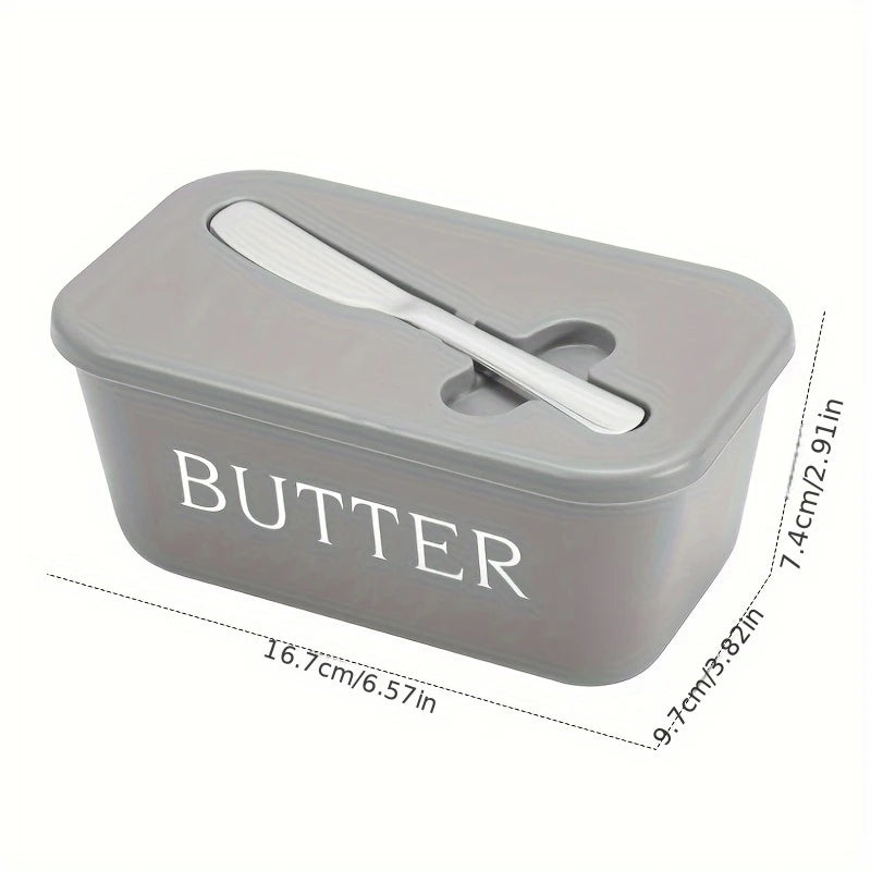Butter Dish with Lid & Spreader Knife – Covered Butter Storage Container (16.7cm)