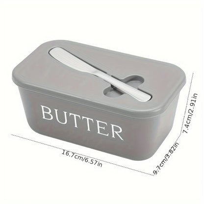 Butter Dish with Lid & Spreader Knife – Covered Butter Storage Container (16.7cm)
