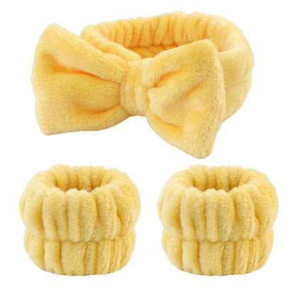 3-Piece Spa Headband & Wristband Set – Soft Absorbent Face Washing & Skincare Accessories