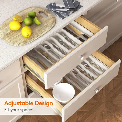 Adjustable Cutlery Drawer Organiser – Expandable Kitchen Utensil Tray
