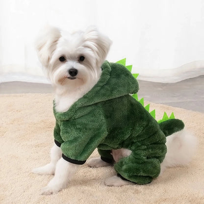 Dinosaur Pet Costume – Warm Fleece Dog & Cat Hoodie Jumpsuit