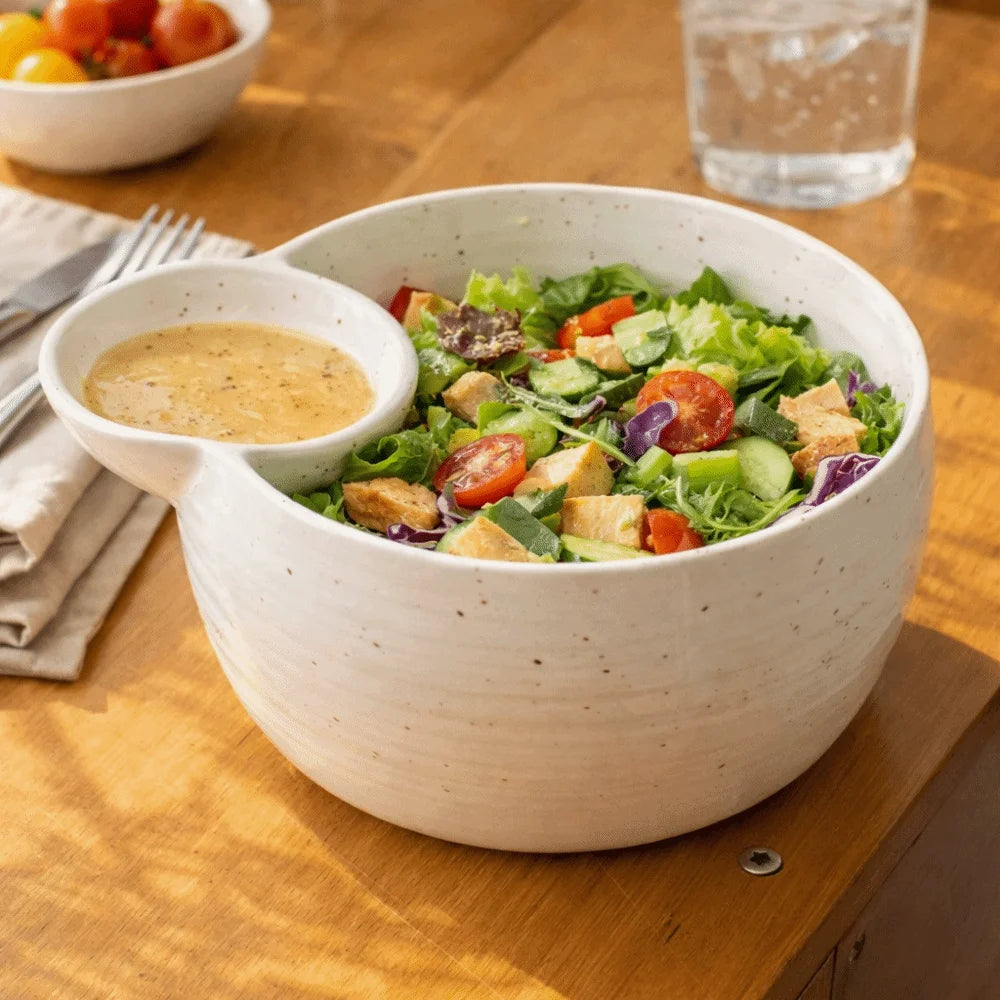 Japanese-Style Ceramic Compartment Bowl – Snack, Fruit & Dip Serving Dish