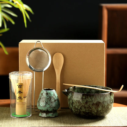 6-Piece Japanese Matcha Tea Set – Ceramic Bowl, Bamboo Whisk & Traditional Tea Ceremony Kit