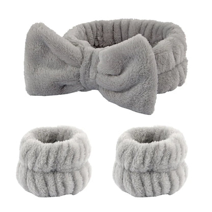 3-Piece Spa Headband & Wristband Set – Soft Absorbent Face Washing & Skincare Accessories