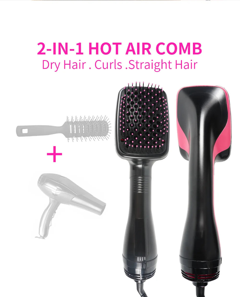 3-in-1 Hot Air Hair Dryer Brush – Ionic Blow Dryer, Straightener & Styling Comb
