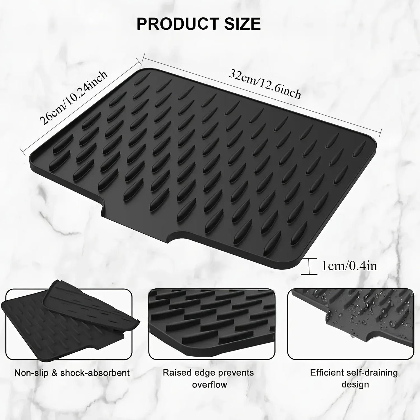 Silicone Kitchen Drain Mat – Non-Slip Sink & Countertop Drying Mat