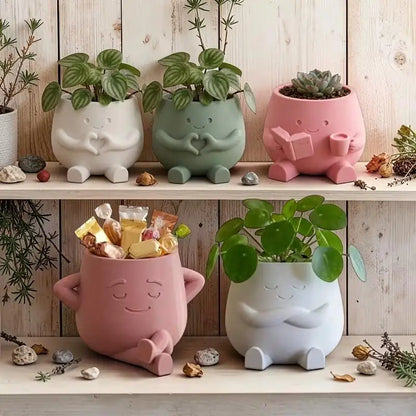 Cute Sitting Face Planter – Character Succulent & Indoor Plant Pot