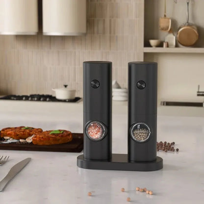 Automatic Gravity Salt & Pepper Grinder – LED Light Adjustable Mill