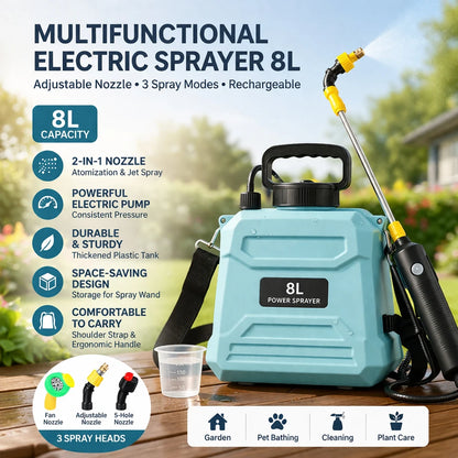 Rechargeable Electric Garden Sprayer – 5L/8L Portable Pressure Spray Tank