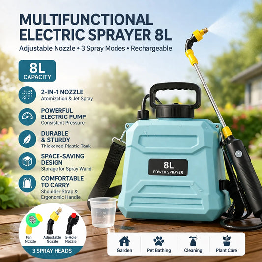 Rechargeable Electric Garden Sprayer – 5L/8L Portable Pressure Spray Tank