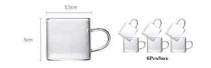 6-Piece Heat-Resistant Glass Tea Cup Set – 100ml Thickened Espresso & Coffee Cups