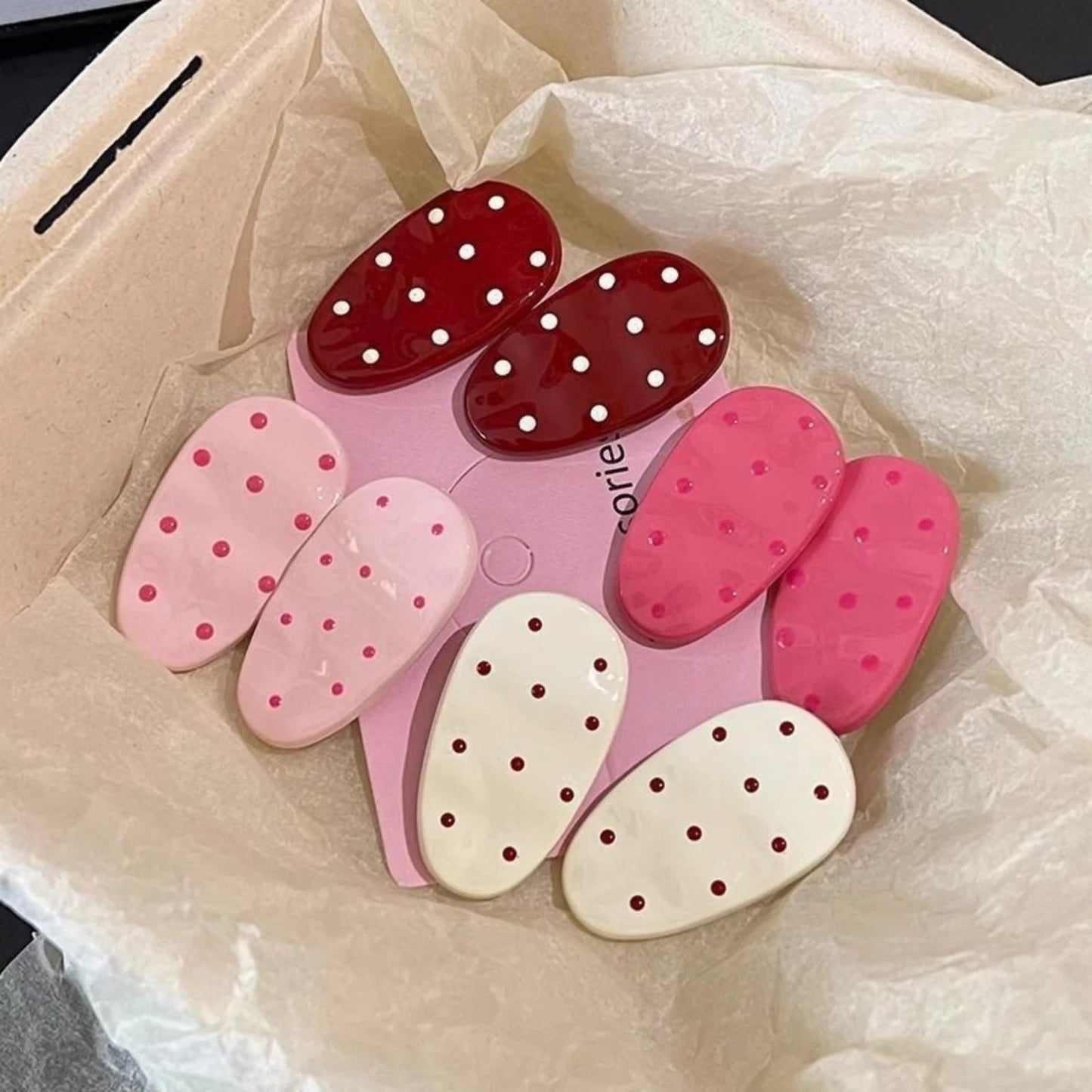 2-Piece Polka Dot Hair Clip Set – Colourful Oval Hair Accessories for Girls