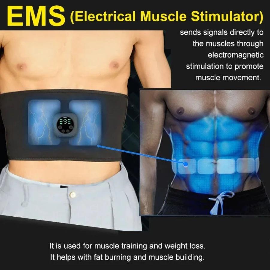 EMS Abdominal Muscle Stimulator Belt – Rechargeable Fitness Massage Trainer