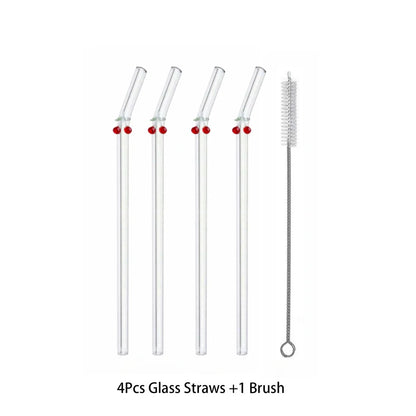 Cute Glass Drinking Straw – Reusable Cherry & Bow Design