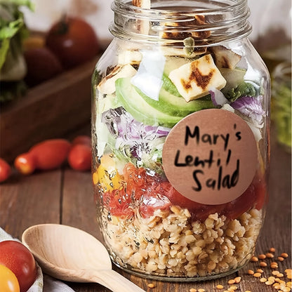 500-Pack Kraft Round Self-Adhesive Labels – Blank Sticker Roll for Organisation & Packaging
