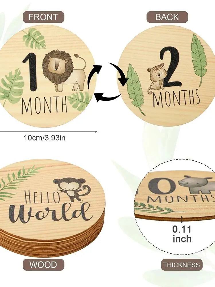Newborn Monthly Milestone Cards – Wooden Baby Photo Props