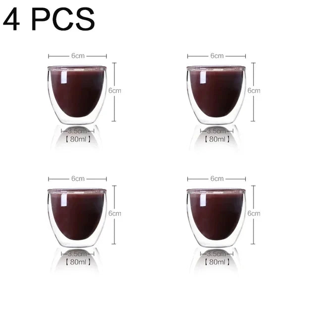 Double-Wall Glass Espresso Cup – Handmade Insulated Coffee & Tea Mug