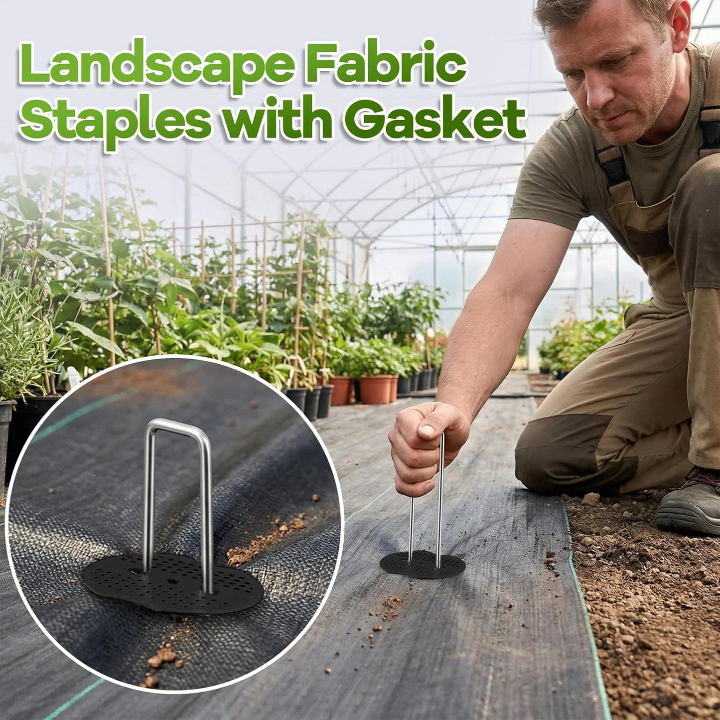 50-200 Pack U-Shaped Garden Ground Pegs with Washers – Landscape Fabric & Netting Pins
