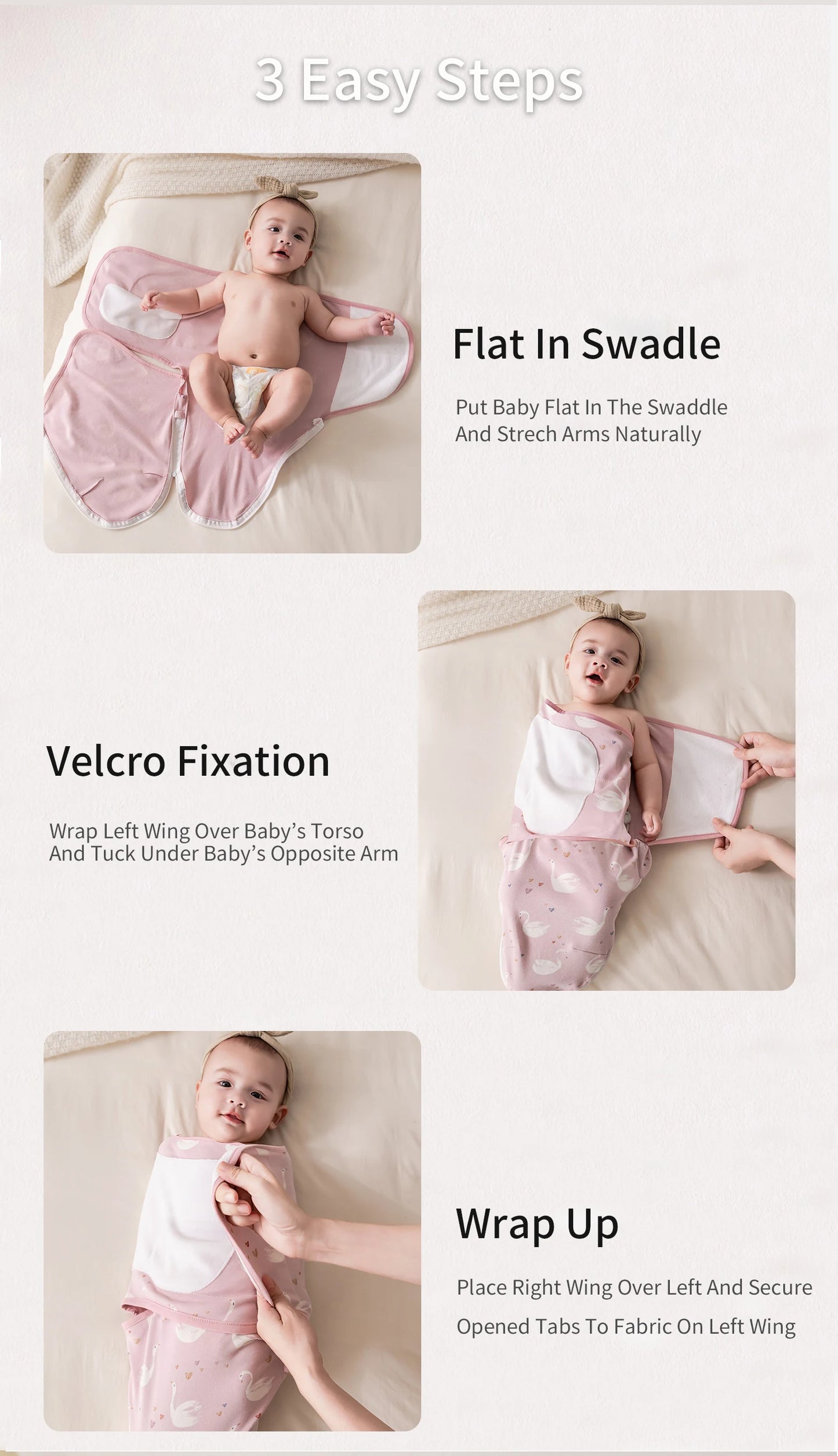 Baby Swaddle Wrap with Cap – Cotton Anti-Startle Newborn Blanket