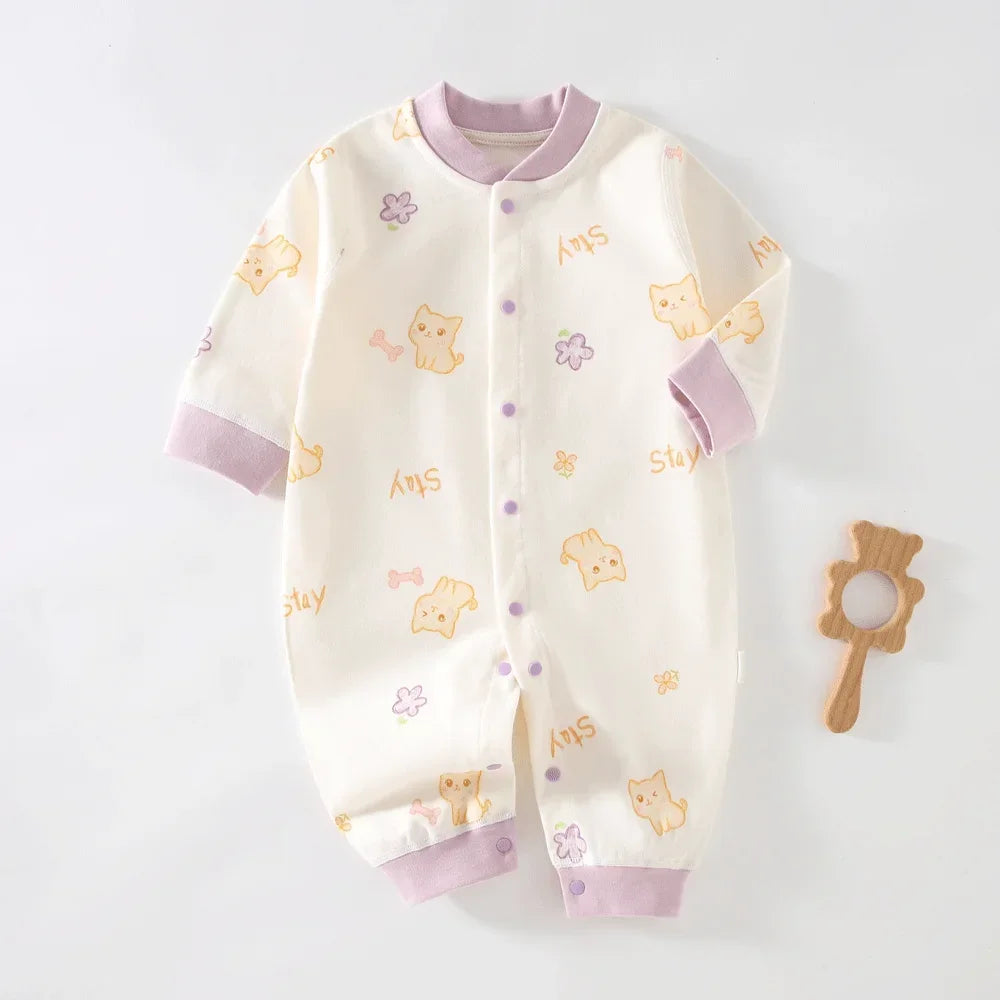 100% Cotton Baby Romper – Long Sleeve Bodysuit for Newborns (0–24 Months)